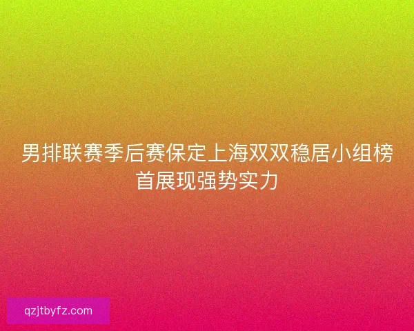 男排联赛季后赛保定上海双双稳居小组榜首展现强势实力 男排联赛季后赛保定上海双双稳居小组榜首展现强势实力