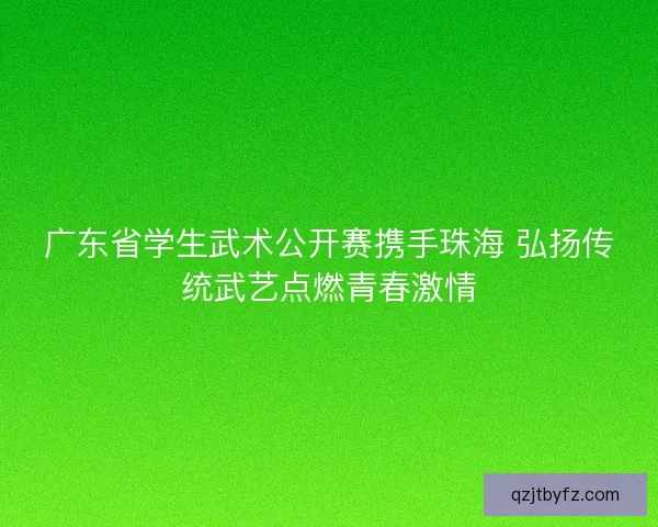 广东省学生武术公开赛携手珠海 弘扬传统武艺点燃青春激情