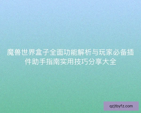 魔兽世界盒子全面功能解析与玩家必备插件助手指南实用技巧分享大全